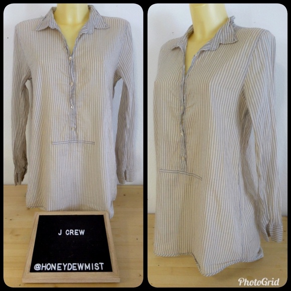 J. Crew Tops - 🌹5/25🌹• J Crew • Tan Pinstripe Tunic